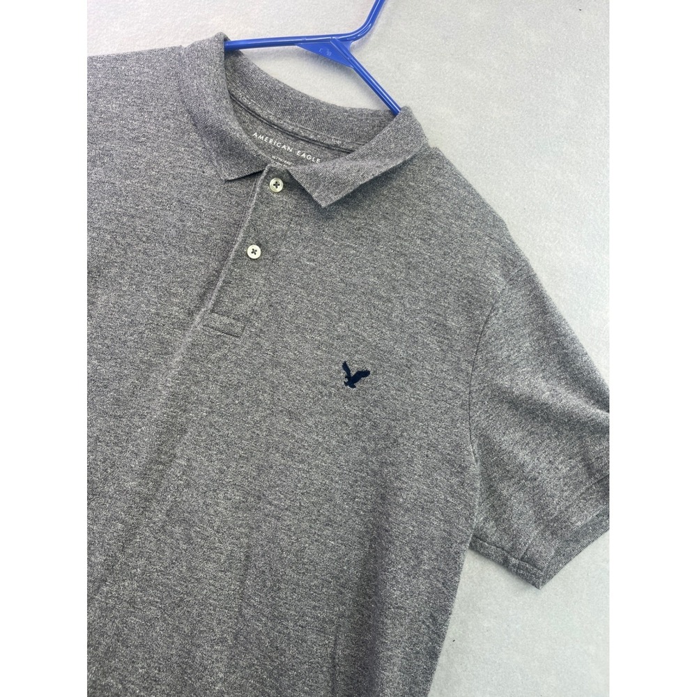American Eagle Polo Shirt Mens XL Grey Excellent Classic Fit Short Sleeve Logo